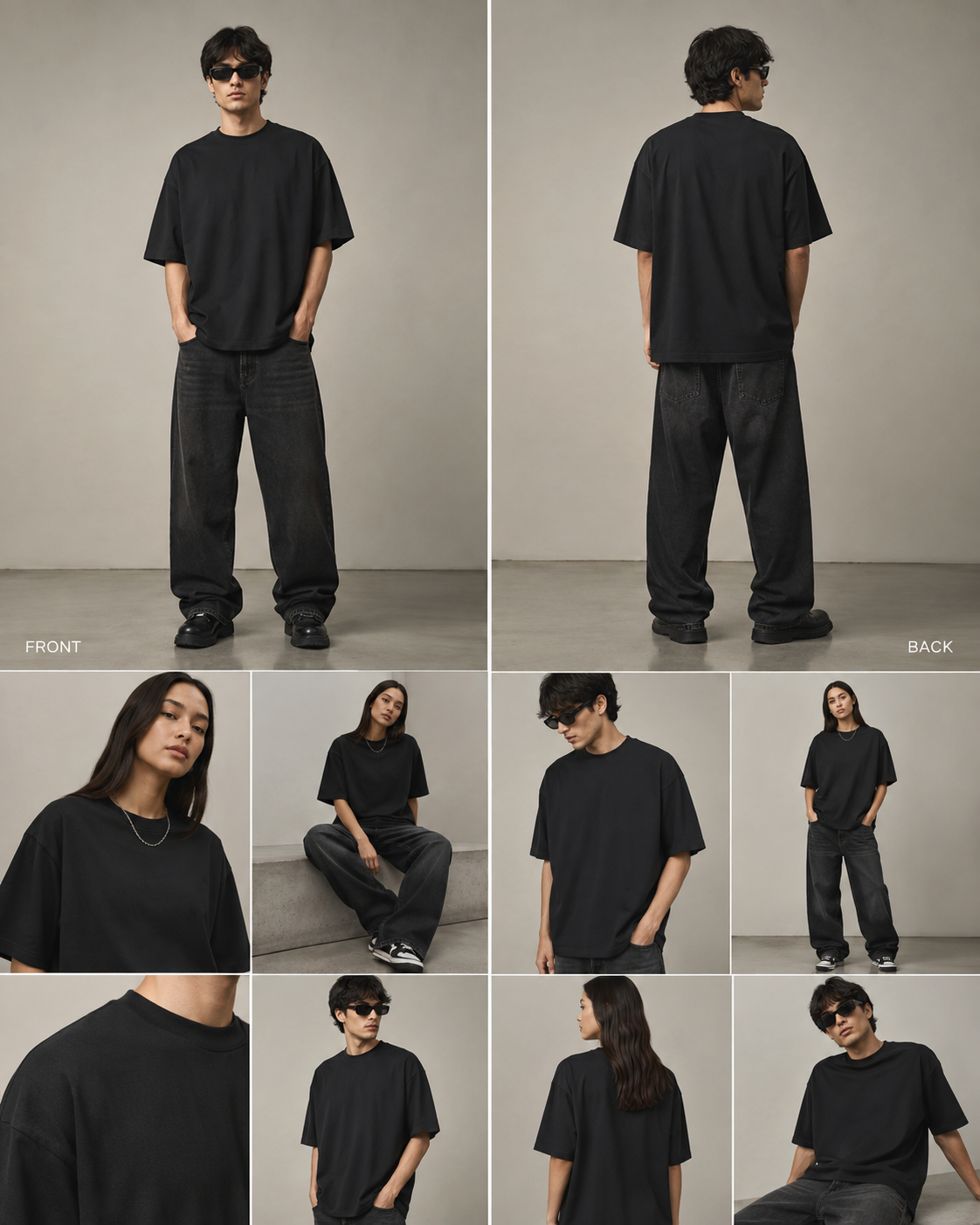 FOUNDATION Oversized Tee (Black - Unisex)